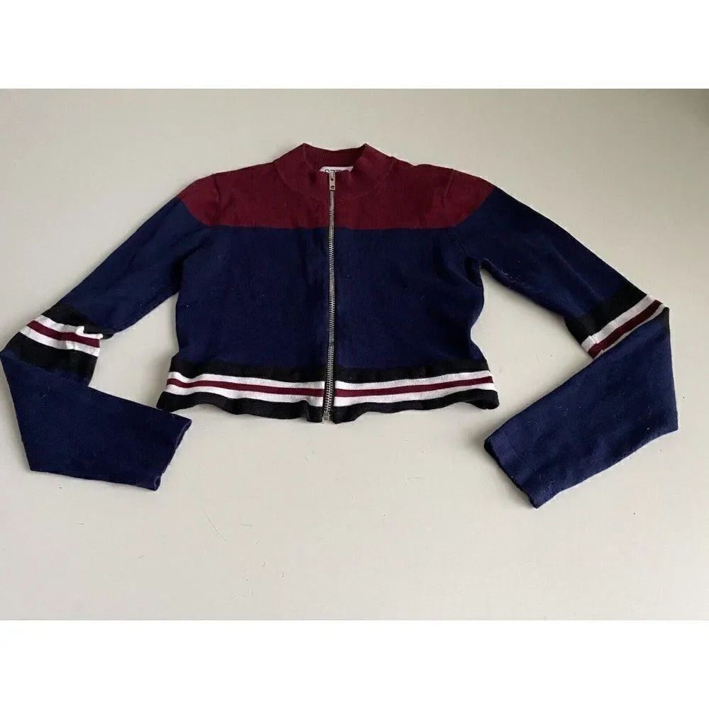 LF Seek the Label Long Sleeve Full Zip Knit Ribbed Crop Top Women’s Sz XS‎